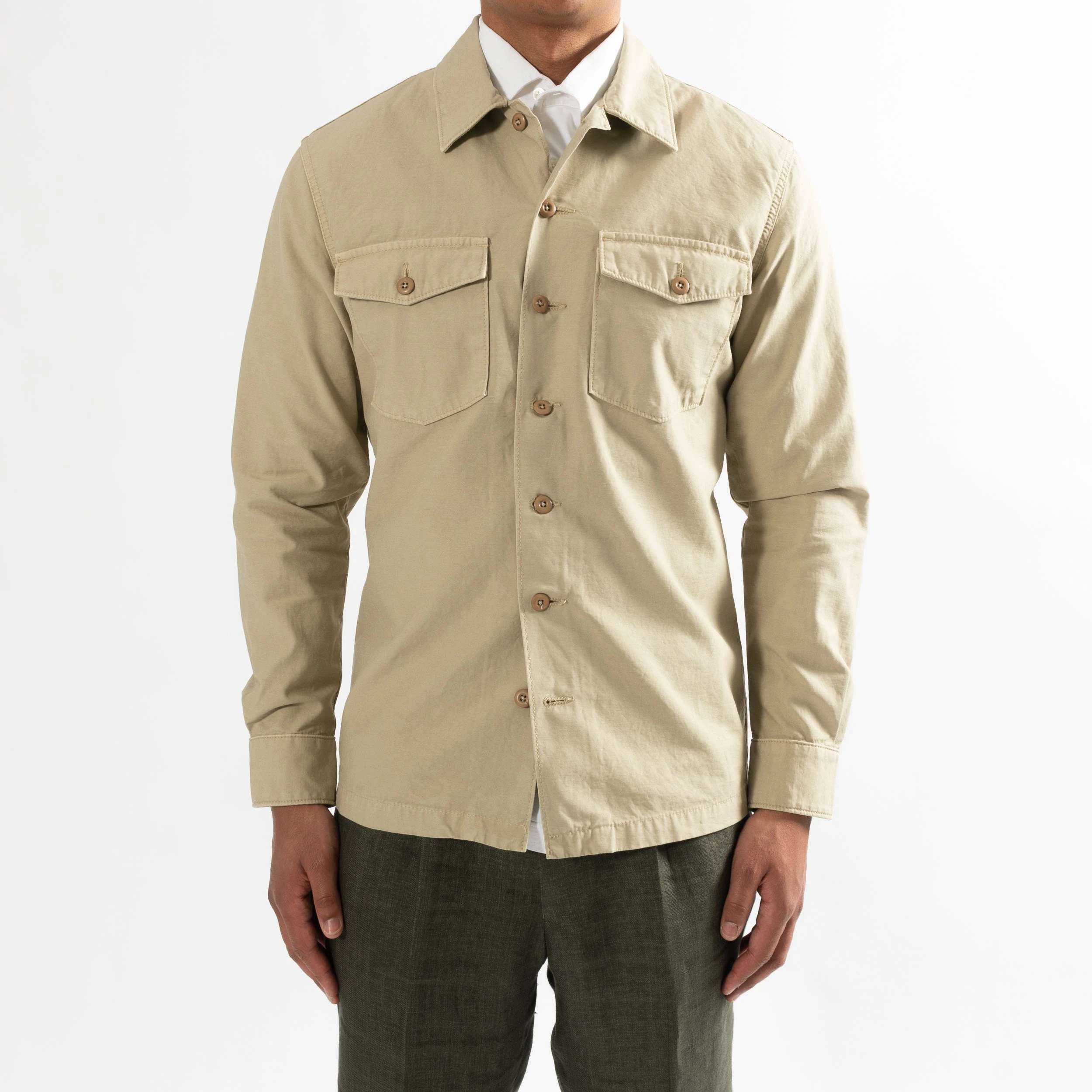 Tela Genova GRETO COTTON OVERSHIRT KHAKI 3 Tela Genova GRETO COTTON OVERSHIRT KHAKI