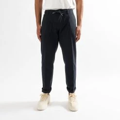 ADVERB DRAWSTRING COTTON LINEN PANTS NAVY
