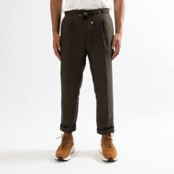 STUDIO 73 ISAC DRAWSTRING TROUSER BROWN