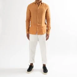XACUS CASUAL LINEN SHIRT ORANGE -jupiter shop JupiterKladerNorrlandsgatanKungsgatanStockholm 340