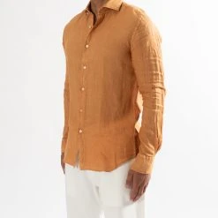 XACUS CASUAL LINEN SHIRT ORANGE -jupiter shop JupiterKladerNorrlandsgatanKungsgatanStockholm 342