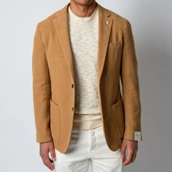 L.B.M.1911 JACK REG COTTON RAMIE BLAZER SAND