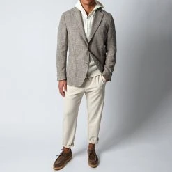 Oscar Jacobson FERRY SOFT COTTON BLAZER ROUGH BEIGE -jupiter shop KAVAJOSCARJACOBSON 1