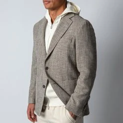Oscar Jacobson FERRY SOFT COTTON BLAZER ROUGH BEIGE -jupiter shop KAVAJOSCARJACOBSON 3