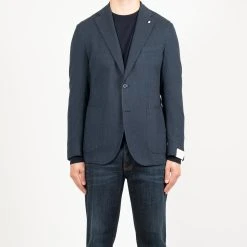 L.B.M.1911 JACK REG HERRINGBONE BLAZER NAVY