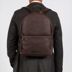 GAVAZZENI LIBERTY STAMP LEATHER BACKPACK BROWN