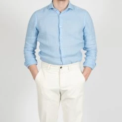 XACUS LINEN TINTO CAPO "OLD" SHIRT LIGHT BLUE -jupiter shop LINEN TINTO CAPO OLD SHIRT LIGHT BLUE SKJORTA XACUS Jupiter Kungsgatan Norrlandsgatan Stockholm 3