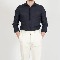 XACUS LINEN TINTO CAPO "OLD" SHIRT NAVY