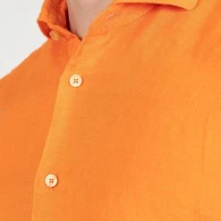 XACUS LINEN TINTO CAPO "OLD" SHIRT ORANGE -jupiter shop LINEN TINTO CAPO OLD SHIRT ORANGE SKJORTA XACUS Jupiter Kungsgatan Norrlandsgatan Stockholm 3