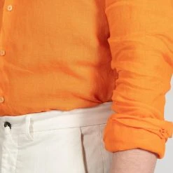 XACUS LINEN TINTO CAPO "OLD" SHIRT ORANGE -jupiter shop LINEN TINTO CAPO OLD SHIRT ORANGE SKJORTA XACUS Jupiter Kungsgatan Norrlandsgatan Stockholm 7