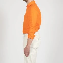 XACUS LINEN TINTO CAPO "OLD" SHIRT ORANGE -jupiter shop LINEN TINTO CAPO OLD SHIRT ORANGE SKJORTA XACUS Jupiter Kungsgatan Norrlandsgatan Stockholm 8