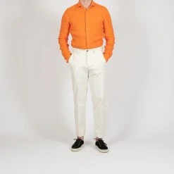 XACUS LINEN TINTO CAPO "OLD" SHIRT ORANGE -jupiter shop LINEN TINTO CAPO OLD SHIRT ORANGE SKJORTA XACUS Jupiter Kungsgatan Norrlandsgatan Stockholm 9