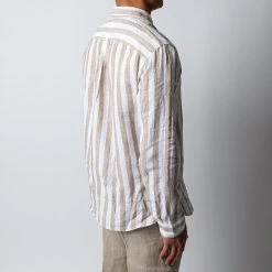 XACUS BLOCK STRIPE LINEN SHIRT KHAKI -jupiter shop LINNESKJORTAXACUS 1 1d7a11f5 310b 4a85 b6d9 181f2f2a8821