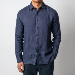 XACUS LUXURY LINEN SHIRT NAVY