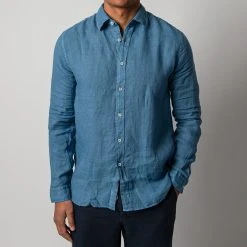 XACUS LUXURY LINEN SHIRT DUCK BLUE
