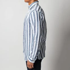 XACUS BLOCK STRIPE LINEN SHIRT BLUE -jupiter shop LINNESKJORTAXACUS 5 deafd71c e379 42e2 bcca 4ac8842f55ff