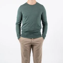 ADVERB LUXURY MERINO 18 GAUGE CREWNECK GREEN