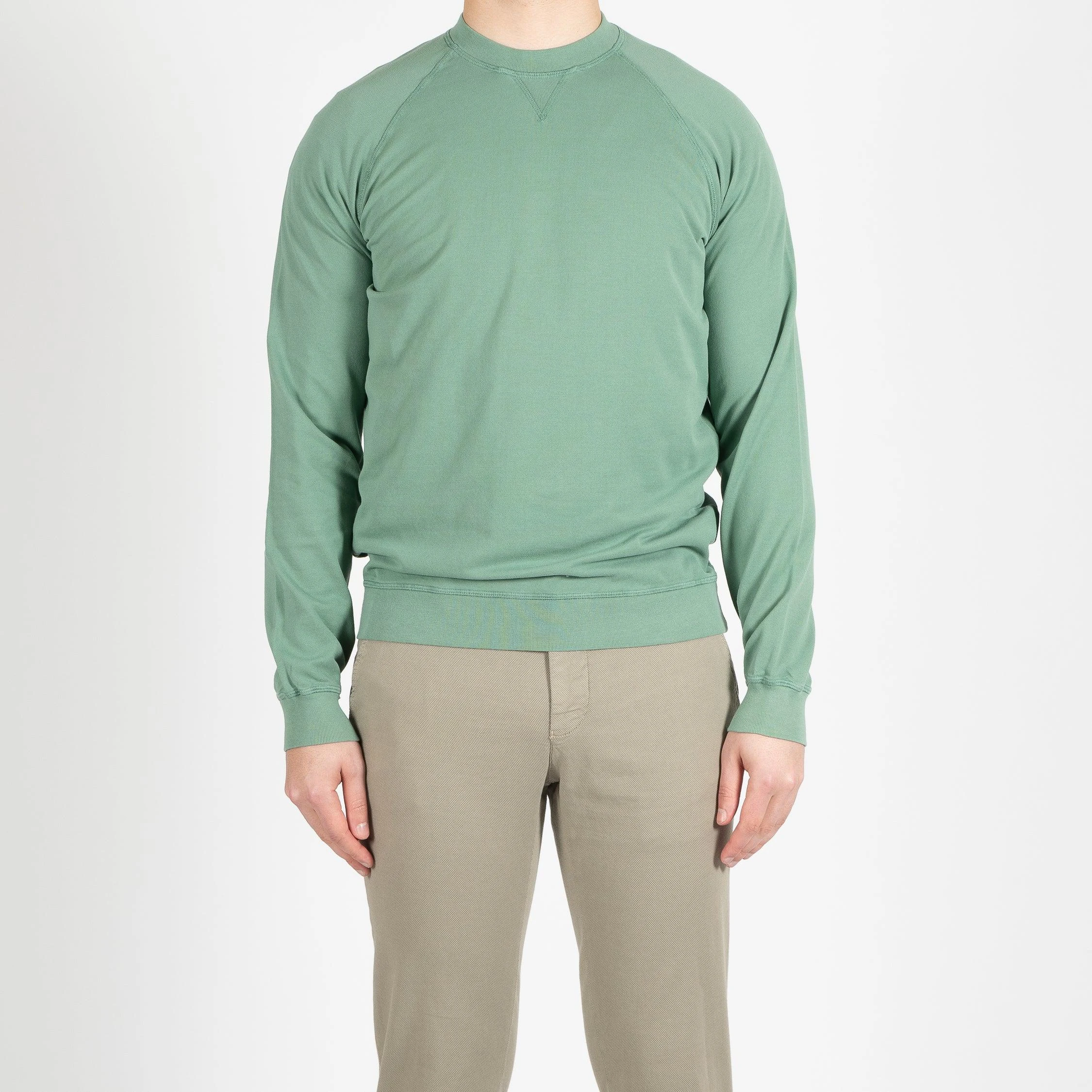 Filippo De Laurentiis LUXURY PIQUE CREWNECK SWEATER GREEN 4 Filippo De Laurentiis LUXURY PIQUE CREWNECK SWEATER GREEN - Bild 2