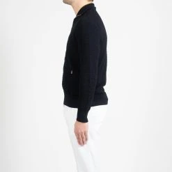 G.R.P LUXURY SPOTKNIT COTTON ZIP SWEATER NAVY -jupiter shop LUXURY SPOTKNIT COTTON ZIP SWEATER NAVY TROJA GRP Jupiter Kungsgatan Norrlandsgatan Stockholm 6