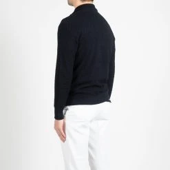 G.R.P LUXURY SPOTKNIT COTTON ZIP SWEATER NAVY -jupiter shop LUXURY SPOTKNIT COTTON ZIP SWEATER NAVY TROJA GRP Jupiter Kungsgatan Norrlandsgatan Stockholm 7