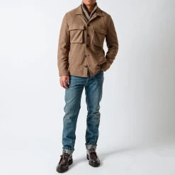 Lardini GARMENT DYED HYBRID JACKET BROWN -jupiter shop Lardiniovershirt 1