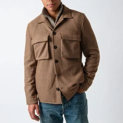 Lardini GARMENT DYED HYBRID JACKET BROWN -jupiter shop Lardiniovershirt 3