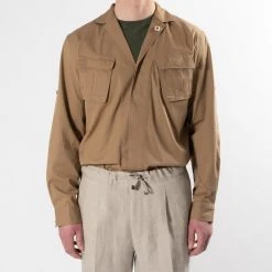 Lardini MAN SHIRT DARK BEIGE