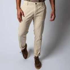 MASON'S MILANO COTTON ELASTAN TROUSERS OFF WHITE