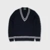 Alan Paine MERINO CRICKET CABLE V-NECK NAVY / ECRU -jupiter shop MERINO CRICKET CABLE V NECK NAVY ECRU TROJA ALAN PAINE Jupiter Kungsgatan Norrlandsgatan Stockholm scaled