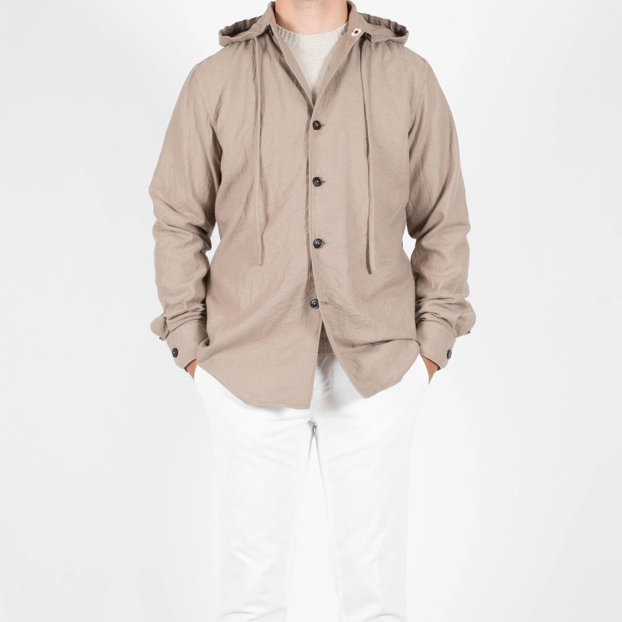 Lardini MIGUEL HOODED SHIRT JACKET SAND 3 Lardini MIGUEL HOODED SHIRT JACKET SAND
