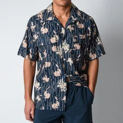 NN07 DANIEL SS SHIRT NAVY PRINT