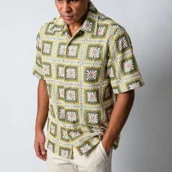 NN07 JULIO CROCHET SHIRT PALE GREEN -jupiter shop NN07SKJORTA 3 1