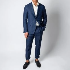 Oscar Jacobson DELON LINEN TROUSERS NAVY -jupiter shop OSCARJACOBSONBYXA 2 70f6668f 966c 4eb2 99e3 8d130060cfde