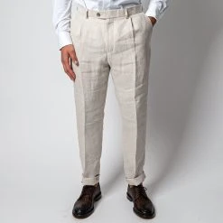 Oscar Jacobson DELON LINEN TROUSERS TRENCH BEIGE