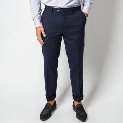 Oscar Jacobson DENZ WOOL TROUSERS DARK BLUE