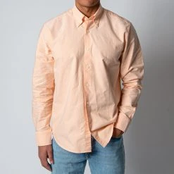 Oscar Jacobson REGULAR FIT OXFORD SHIRT ORANGE FLOWER