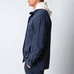 HARRIS WHARF LONDON SEERSUCKER COOLMAX OVERSHIRT NAVY BLUE -jupiter shop OVERSHIRTHARRISWHARF 4