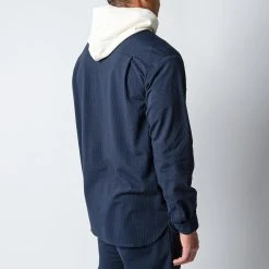 HARRIS WHARF LONDON SEERSUCKER COOLMAX OVERSHIRT NAVY BLUE -jupiter shop OVERSHIRTHARRISWHARF 6