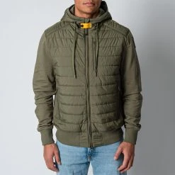 PARAJUMPERS IVOR NYLON FLEECE HOODED JACKET CACTUS