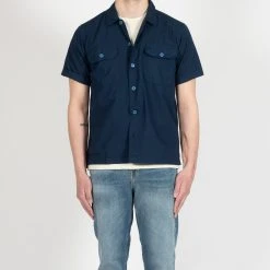 Universal Works POPLIN UTILITY SS SHIRT NAVY