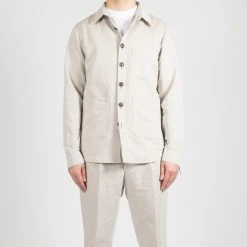 JUPITER X CAVALIERE POSA COTTON LINEN OVERSHIRT GREY