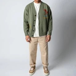 President's HAND EBROIDERY CARDIGAN SAGE -jupiter shop PRESIDENT SCARDIGAN 1