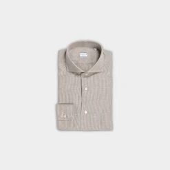 XACUS REDA MERINO LINEN SHIRT BEIGE STRIPE