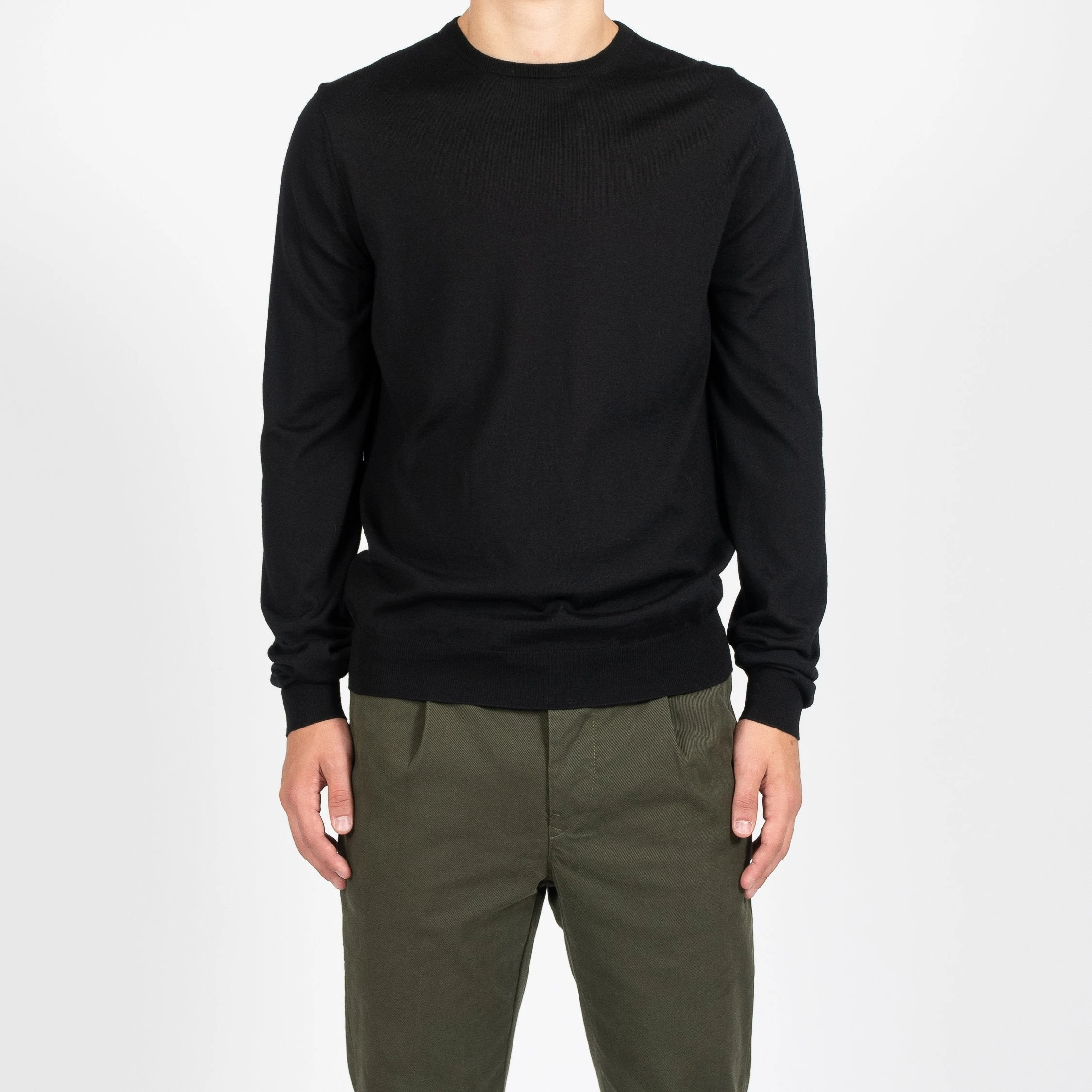 Filippo De Laurentiis ROYAL 120'S MERINO CREWNECK BLACK 3 Filippo De Laurentiis ROYAL 120'S MERINO CREWNECK BLACK