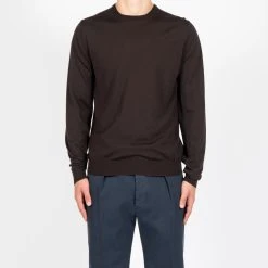 Filippo De Laurentiis ROYAL 120'S MERINO CREWNECK DARK BROWN