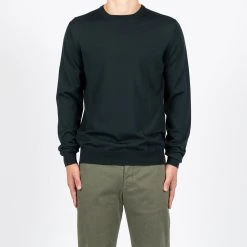 Filippo De Laurentiis ROYAL 120'S MERINO CREWNECK DARK GREEN