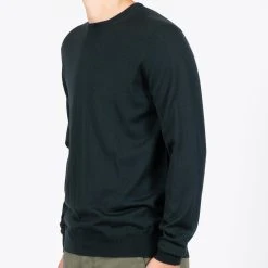 Filippo De Laurentiis ROYAL 120'S MERINO CREWNECK DARK GREEN -jupiter shop ROYAL 120S MERINO CREWNECK DARK GREEN TROJA FILIPPO DE LAURENTIIS Jupiter Kungsgatan Norrlandsgatan Stockholm 3