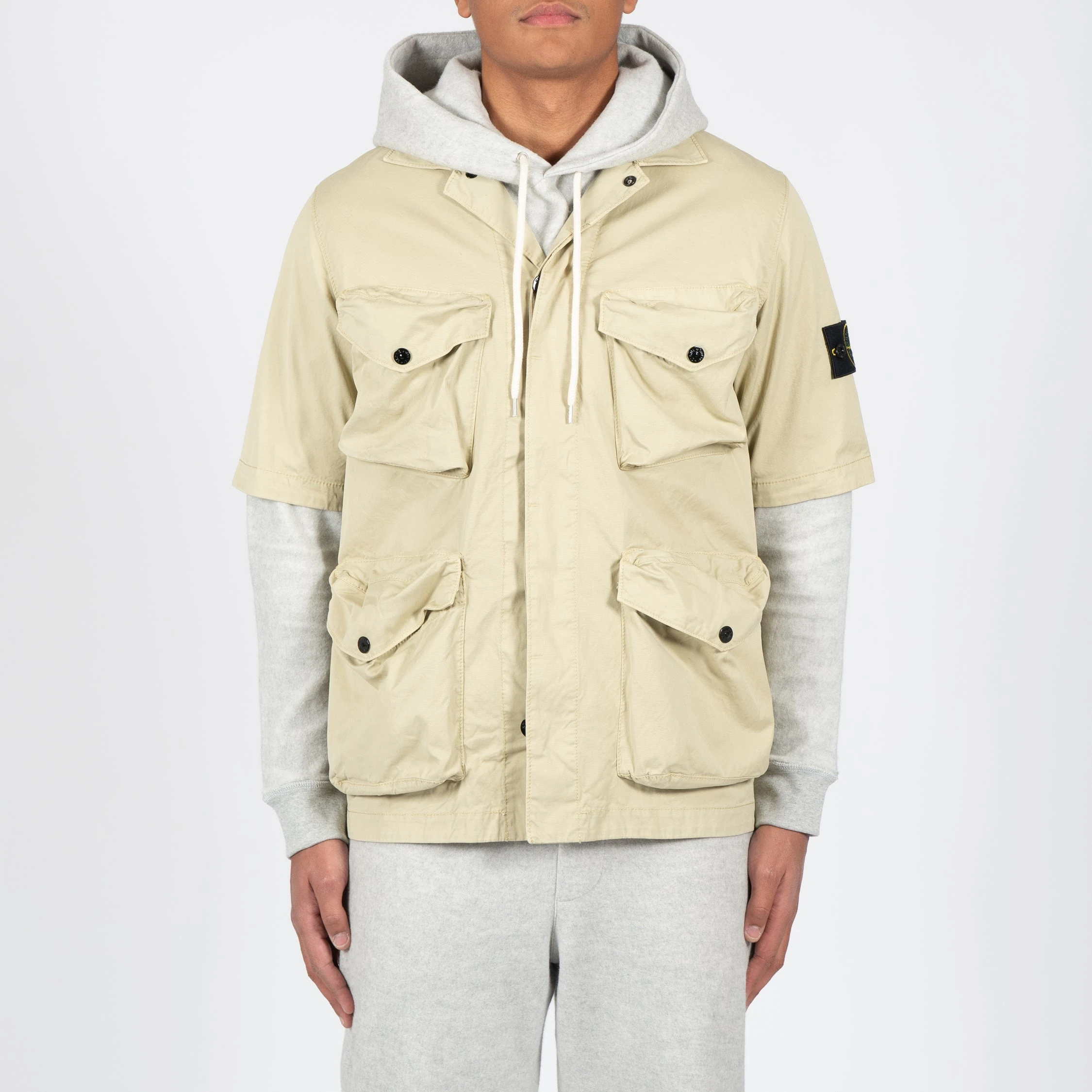 Stone Island SHORT SLEEVED OVERSHIRT BEIGE 3 Stone Island SHORT SLEEVED OVERSHIRT BEIGE