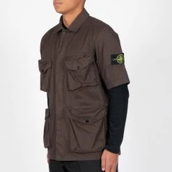 Stone Island SHORT SLEEVED OVERSHIRT BROWN -jupiter shop SHORT SLEEVED OVERSHIRT BROWN HYBRIDSKJORTA STONE ISLAND Jupiter Kungsgatan Norrlandsgatan Stockholm 3