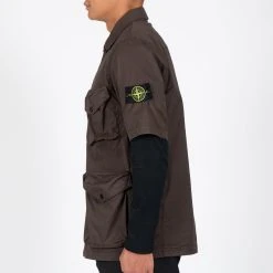 Stone Island SHORT SLEEVED OVERSHIRT BROWN -jupiter shop SHORT SLEEVED OVERSHIRT BROWN HYBRIDSKJORTA STONE ISLAND Jupiter Kungsgatan Norrlandsgatan Stockholm 5